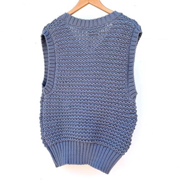 New Varley Adie Knit Vest Sweater Chunky Medium With Tags Stone Blue - Picture 5 of 11
